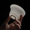 Minimalist Extra Thin Mutton Fat Jade Porcelain Horseshoe Shape 100ml Gaiwan
