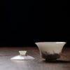 Minimalist Extra Thin Mutton Fat Jade Porcelain Horseshoe Shape 100ml Gaiwan