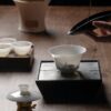 Minimalist Extra Thin Mutton Fat Jade Porcelain Horseshoe Shape 100ml Gaiwan