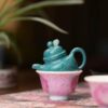 Hand-painted Chinese Style Porcelain Ruby-Red Famille Rose Longevity Peaches 50cc Host Cup