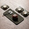 수제-예술적-면-린넨-비늘 무늬-직조-다도 매트1 수제 예술적 면·린넨 소재의 물고기 비늘 무늬 짜임 차 매트