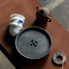 Handmade Chinese Style Tin Copper Key-Fret and Interlaced-Vine Motifs Tea Boat