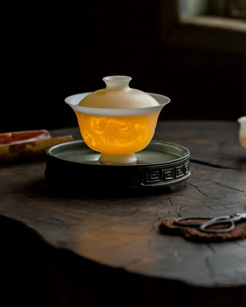 Handmade Chinese Style Tin Copper Key-Fret and Interlaced-Vine Motifs Tea Boat