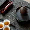 Handmade Chinese Style Tin Copper Key-Fret and Interlaced-Vine Motifs Tea Boat