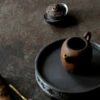 Handmade Chinese Style Tin Copper Key-Fret and Interlaced-Vine Motifs Tea Boat