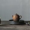 Handmade Chinese Style Tin Copper Key-Fret and Interlaced-Vine Motifs Tea Boat