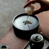 Handmade Chinese Style Tin Copper Key-Fret and Interlaced-Vine Motifs Tea Boat