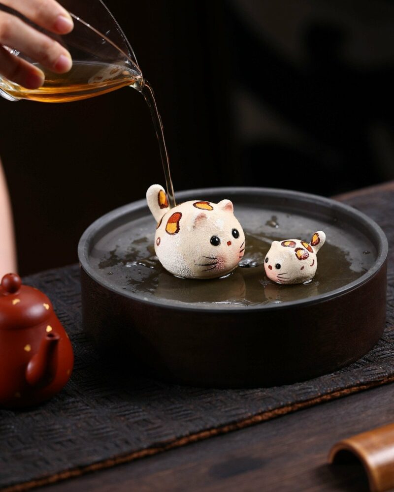 Handmade-Creative-Design-White-Duanni-Leopard-Pattern-Lucky-Cat-Tea-Pet8 Handmade Creative Design White Duanni Leopard Pattern Lucky Cat Tea Pet