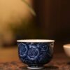 Handmade-Hand-painted-Chinese-Style-Porcelain-Blue-and-White-Rose-80cc-Host-Cup1 Handmade Hand-painted Chinese Style Porcelain Blue and White Rose 80cc Host Cup