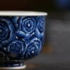 Handmade-Hand-painted-Chinese-Style-Porcelain-Blue-and-White-Rose-80cc-Host-Cup3 Handmade Hand-painted Chinese Style Porcelain Blue and White Rose 80cc Host Cup