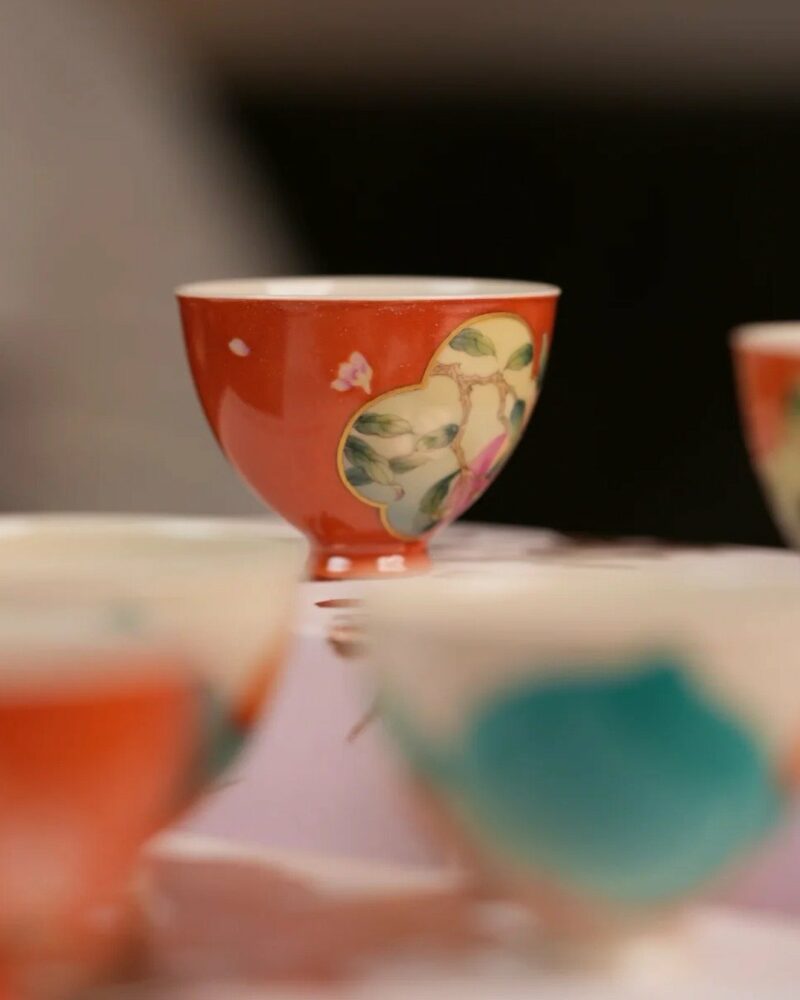 Handmade-Hand-painted-Chinese-Style-Porcelain-Longevity-Peach-Chicken-Heart-50ml-Host-Cup7 Handmade Hand-painted Chinese Style Porcelain Longevity Peach Chicken Heart 50ml Host Cup