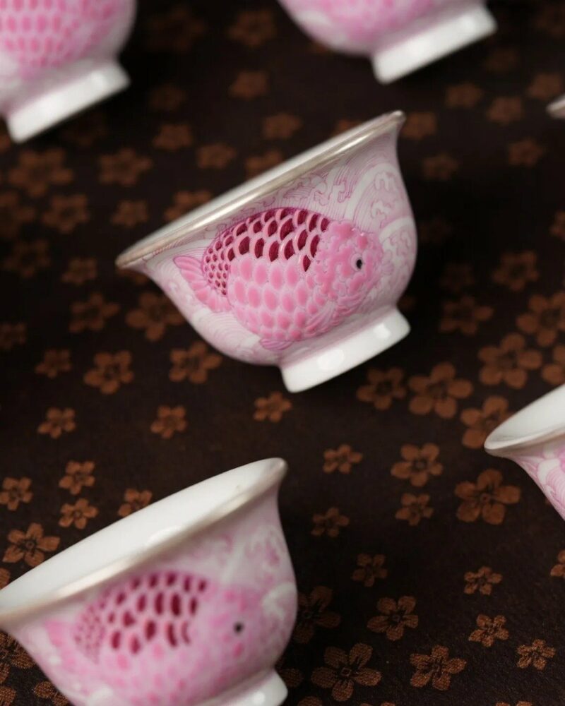 Handmade-Hand-painted-Porcelain-Ranchu-Fish-50cc-Host-Cup3 Handmade Hand-painted Porcelain Ranchu Fish 50cc Host Cup