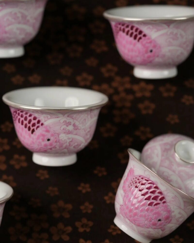 Handmade-Hand-painted-Porcelain-Ranchu-Fish-50cc-Host-Cup4 Handmade Hand-painted Porcelain Ranchu Fish 50cc Host Cup
