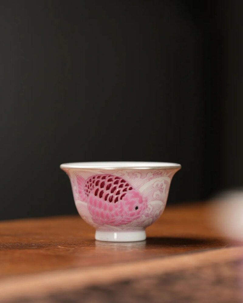 Handmade-Hand-painted-Porcelain-Ranchu-Fish-50cc-Host-Cup6 Handmade Hand-painted Porcelain Ranchu Fish 50cc Host Cup