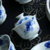 Handmade Hand-painted Qinghua Porcelain Blue and White Mandarin Fish Gaiwan Set