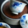 Handmade Hand-painted Qinghua Porcelain Blue and White Mandarin Fish Gaiwan Set