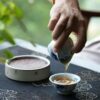 Handmade Hand-painted Qinghua Porcelain Blue and White Mandarin Fish Gaiwan Set