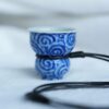 Handmade Hand-painted Wood-kiln Fired Qinghua Ceramic Cloud Motif Gourd Shape Pendant