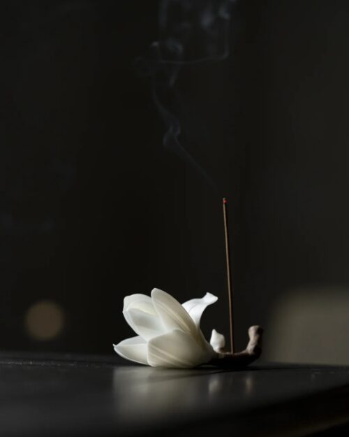 Minimalist Ceramic Magnolia Flower Incense Holder