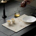 Embroidered Cotton and linen Ivory Floral Tea Mat