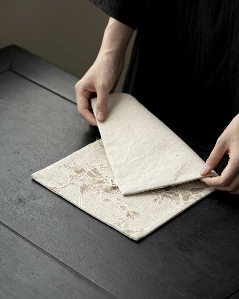 Embroidered-Cotton-and-linen-Ivory-Floral-Tea-Mat7 Embroidered Cotton and linen Ivory Floral Tea Mat