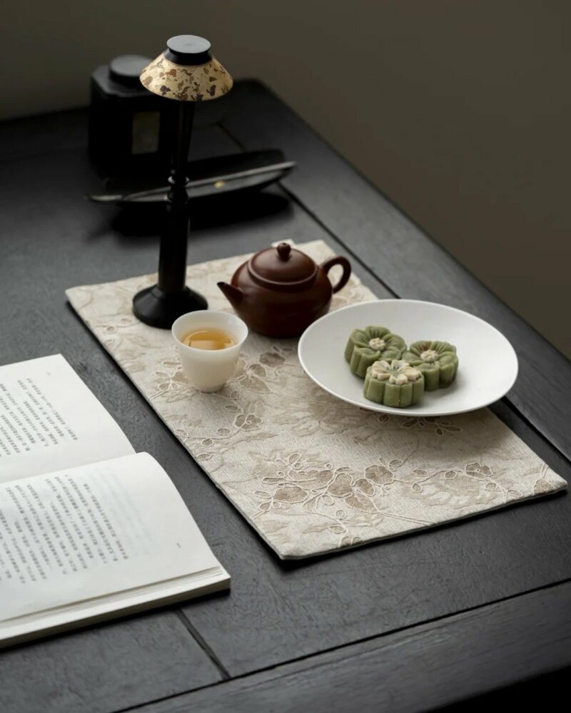 Embroidered-Cotton-and-linen-Ivory-Floral-Tea-Mat9 Embroidered Cotton and linen Ivory Floral Tea Mat