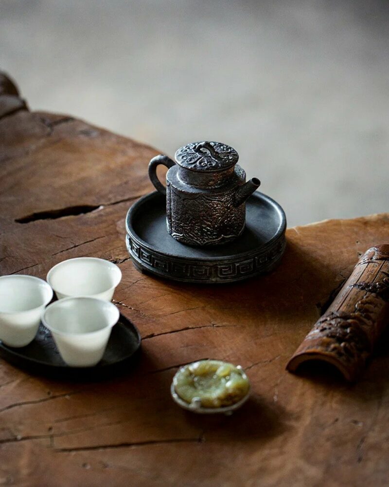 Half Handmade Wood Fired Crude Pottery De Zhong 135ml Teapot
