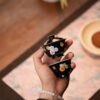 Handmade-Hand-painted-Colourful-Floral-Medallions-on-Black-70ml-Gaiwan-and-50ml-Cup-Gaiwan-Set2 Handmade Hand-painted Colourful Floral Medallions on Black 70ml Gaiwan and 50ml Cup Gaiwan Set