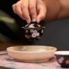 Handmade-Hand-painted-Colourful-Floral-Medallions-on-Black-70ml-Gaiwan-and-50ml-Cup-Gaiwan-Set4 Handmade Hand-painted Colourful Floral Medallions on Black 70ml Gaiwan and 50ml Cup Gaiwan Set
