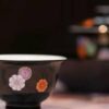 Handmade-Hand-painted-Colourful-Floral-Medallions-on-Black-70ml-Gaiwan-and-50ml-Cup-Gaiwan-Set5 Handmade Hand-painted Colourful Floral Medallions on Black 70ml Gaiwan and 50ml Cup Gaiwan Set
