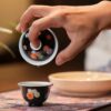 Handmade-Hand-painted-Colourful-Floral-Medallions-on-Black-70ml-Gaiwan-and-50ml-Cup-Gaiwan-Set8 Handmade Hand-painted Colourful Floral Medallions on Black 70ml Gaiwan and 50ml Cup Gaiwan Set
