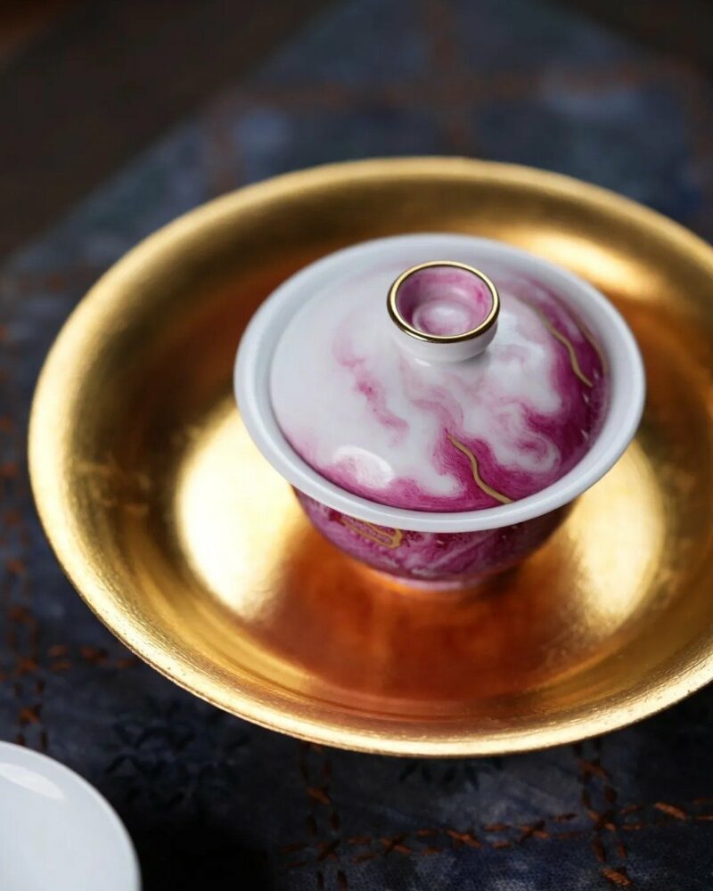 Handmade Hand-painted Overglaze decoration Ceramic Ruby Red Flying Dragon 70ml Gaiwan Set
