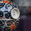 Handmade Hand-painted Qinghua  Scrolling Clouds with Red Bats 90ml Host Cup