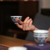 Handmade Hand-painted Qinghua  Scrolling Clouds with Red Bats 90ml Host Cup