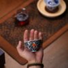 Handmade Hand-painted Qinghua  Scrolling Clouds with Red Bats 90ml Host Cup